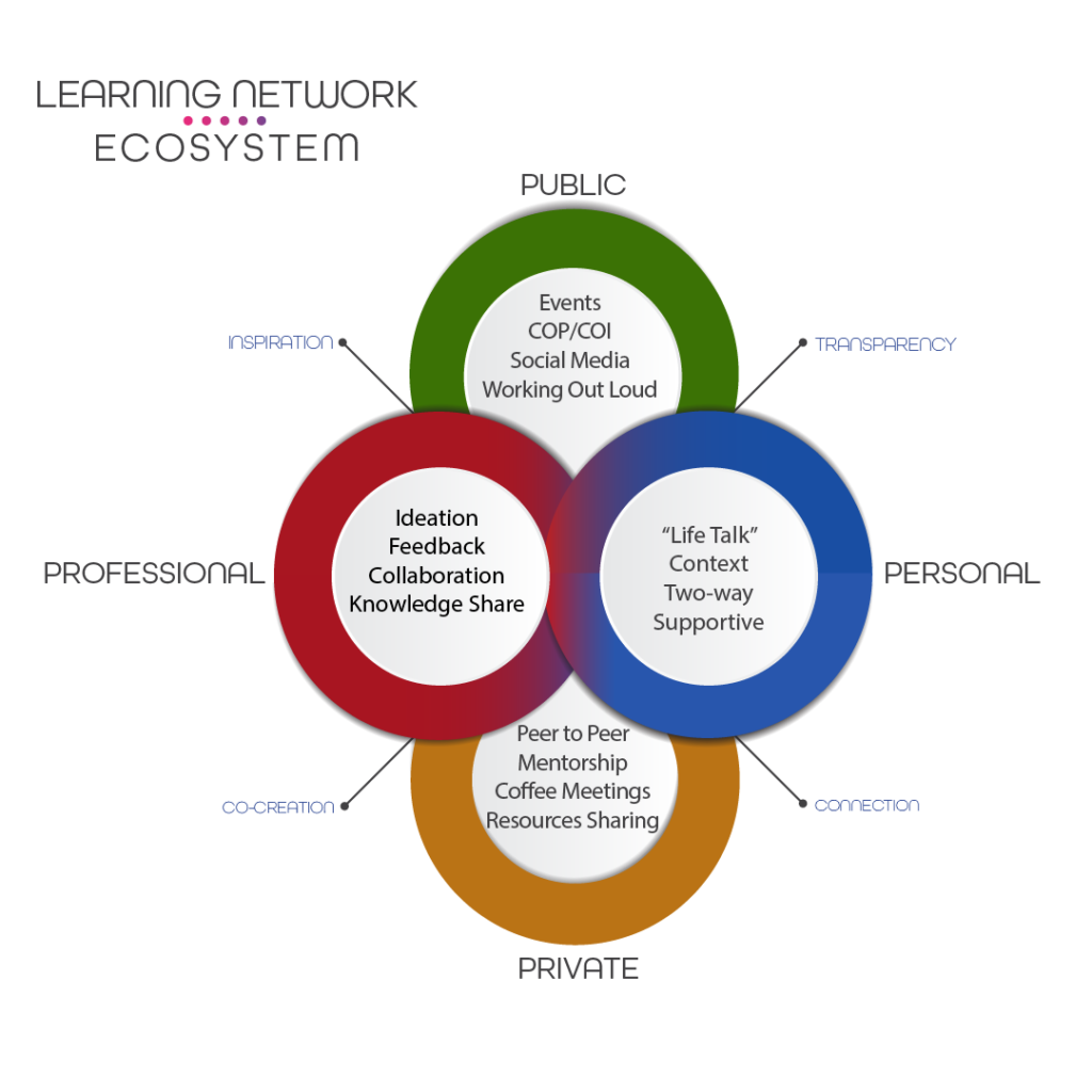 This is a detailed infographic of the Learning Network Ecosystem model